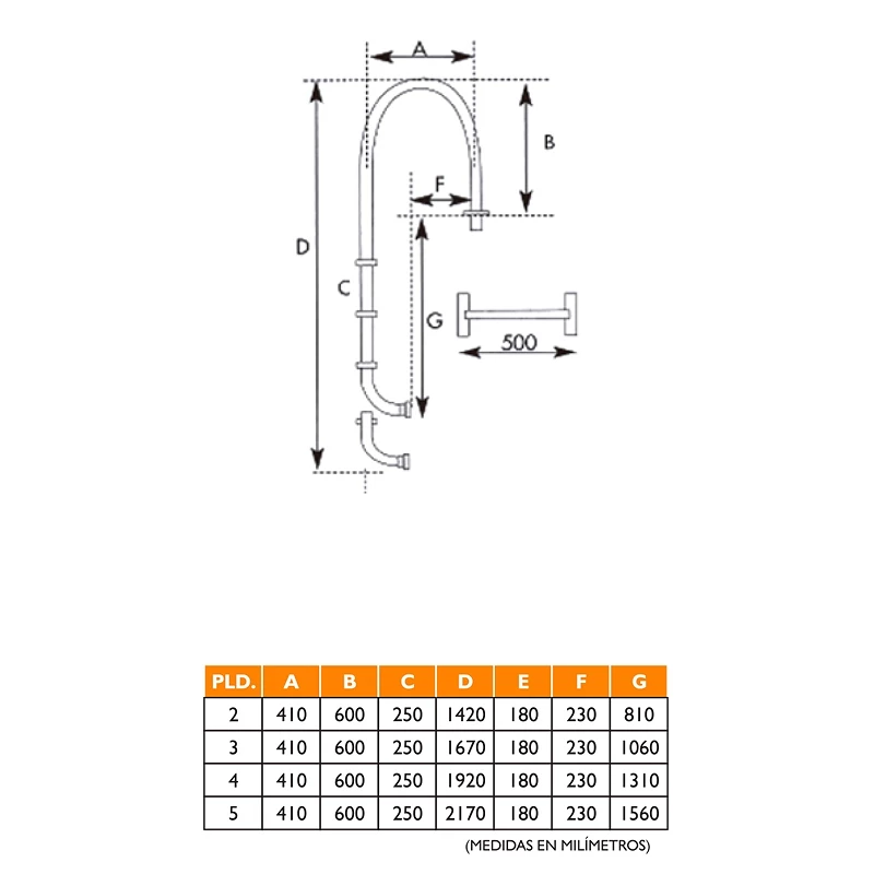 Scala inox aisi 304 satinata a 3 gradini fissi antiscivolo