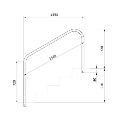 Pasamanos para piscina para empotrar de 1.520 mm. AISI-316