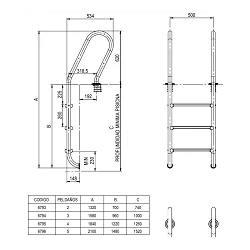 Escalera piscina Mixta 3 Peldaños AISI-304 Aquarama