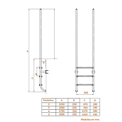 Escalera piscina de diseño 4 peldaños